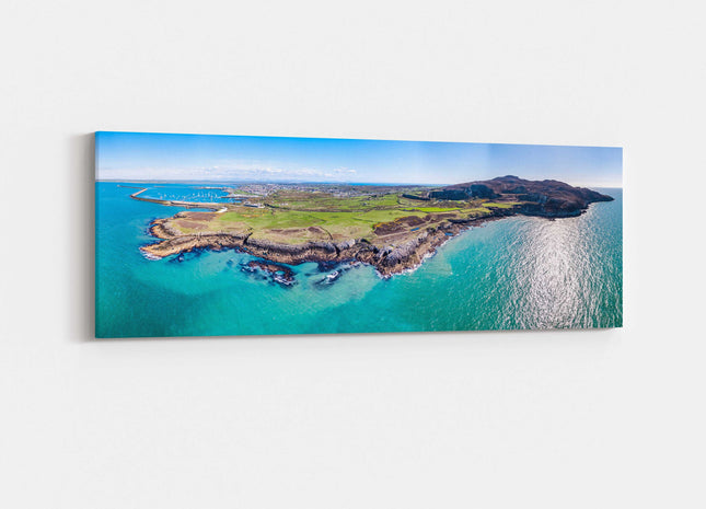 Anglesey, North wales. Aerial view north stack fog station and Holyhead canvas