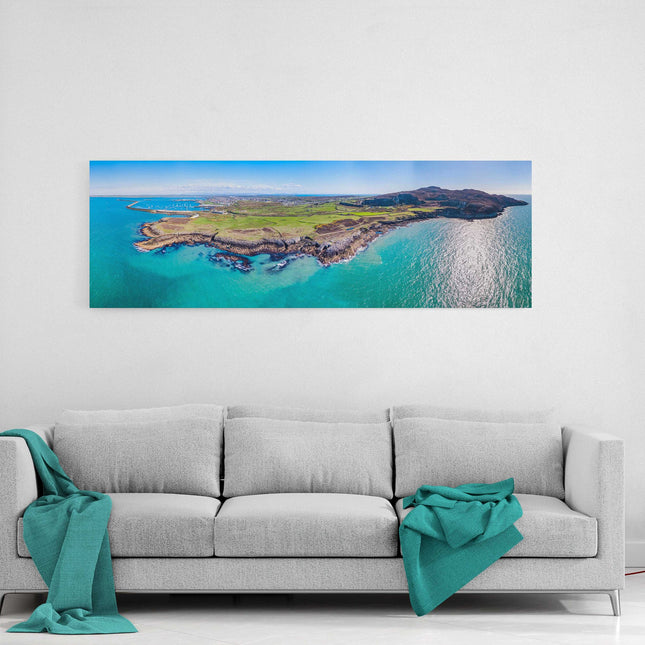 Anglesey, North wales. Aerial view north stack fog station and Holyhead canvas