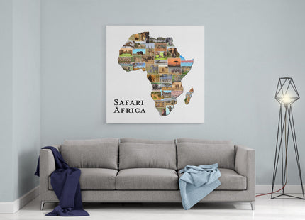 Country shape photo collage. Holiday safari memories canvas picture print
