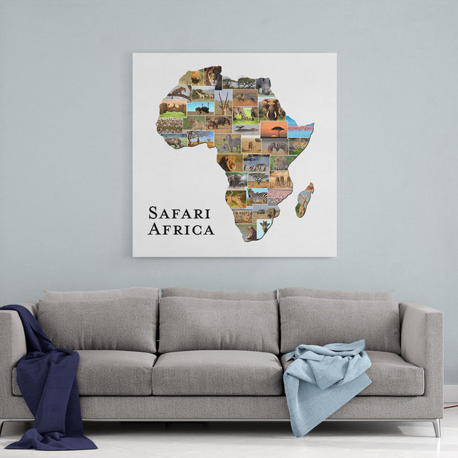 Country shape photo collage. Holiday safari memories canvas picture print