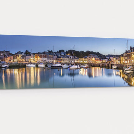 Padstow harbour panoramic canvas picture print Cornwall at night