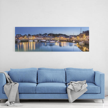 Padstow harbour panoramic canvas picture print Cornwall at night