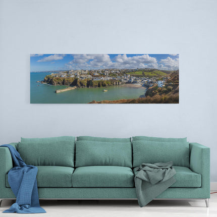 Port Isaac harbour panoramic canvas picture print village