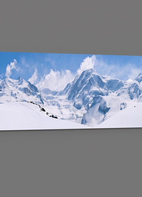 Alps mountain range canvas picture print. blues and whites snow ski