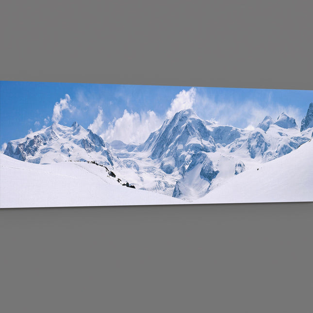 Alps mountain range canvas picture print. blues and whites snow ski
