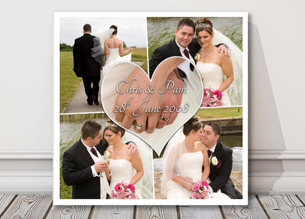 Love heart photo collage, canvas picture print. Persoalised gift.