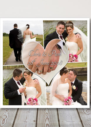 Love heart photo collage, canvas picture print. Persoalised gift.