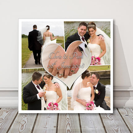 Love heart photo collage, canvas picture print. Persoalised gift.