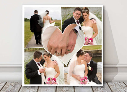 Love heart photo collage, canvas picture print. Persoalised gift.