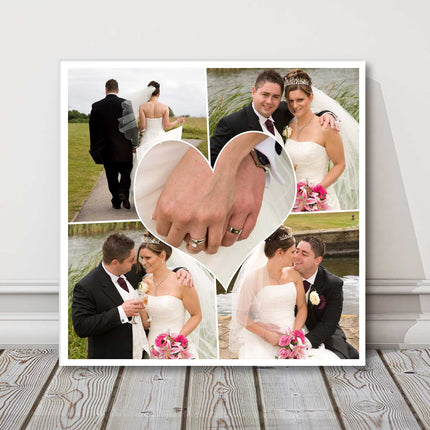 Love heart photo collage, canvas picture print. Persoalised gift.