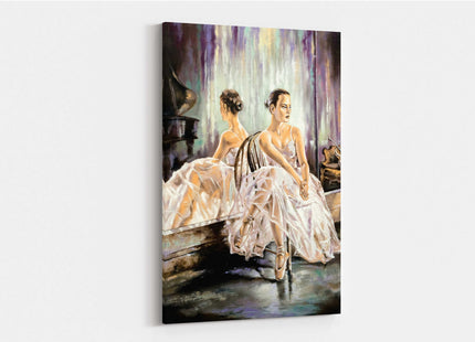 Ballerina sitting near a mirror. print of an oil painting onto a canvas picture