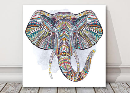 Ethnic patterned head of elephant. Indian, crown canvas picture print