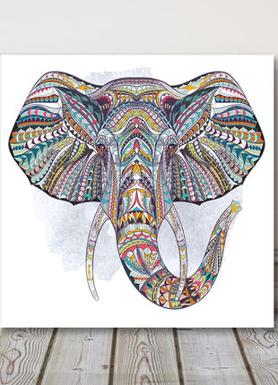 Ethnic patterned head of elephant. Indian, crown canvas picture print