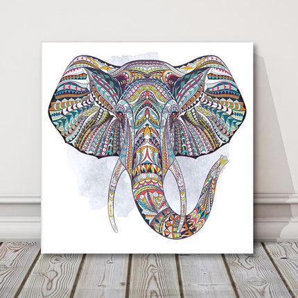 Ethnic patterned head of elephant. Indian, crown canvas picture print