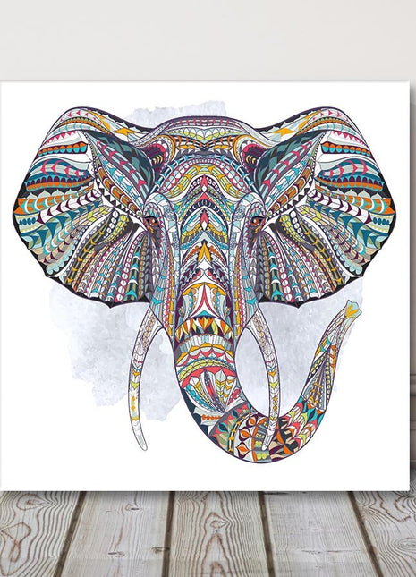 Ethnic patterned head of elephant. Indian, crown canvas picture print