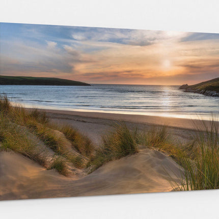 Crantock beach at sunset Cornwall Canvas Print picture print from sand dunes