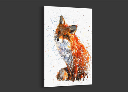 Fox watercolour paint splash white background canvas picture print