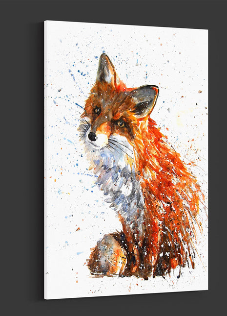 Fox watercolour paint splash white background canvas picture print