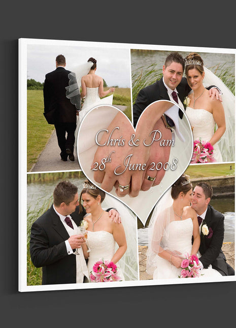 Love heart photo collage, canvas picture print. Persoalised gift.