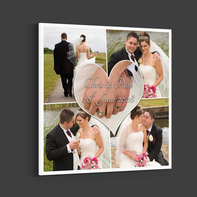 Love heart photo collage, canvas picture print. Persoalised gift.