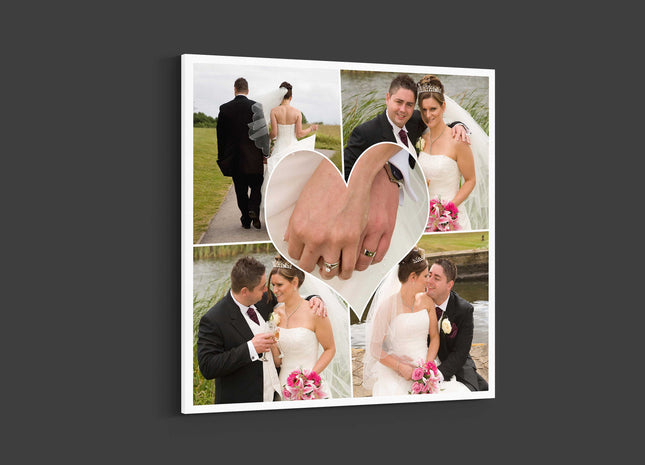 Love heart photo collage, canvas picture print. Persoalised gift.