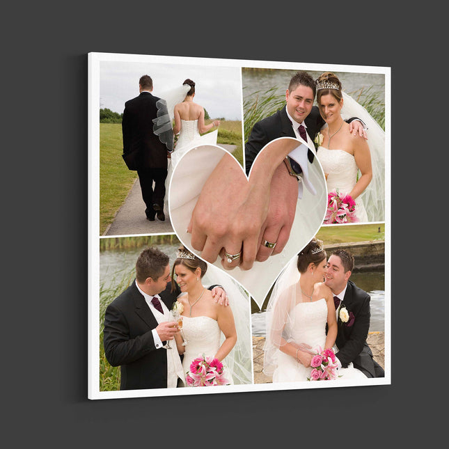 Love heart photo collage, canvas picture print. Persoalised gift.