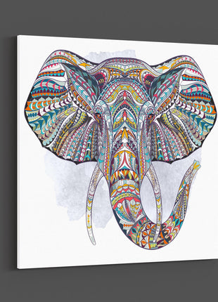 Ethnic patterned head of elephant. Indian, crown canvas picture print