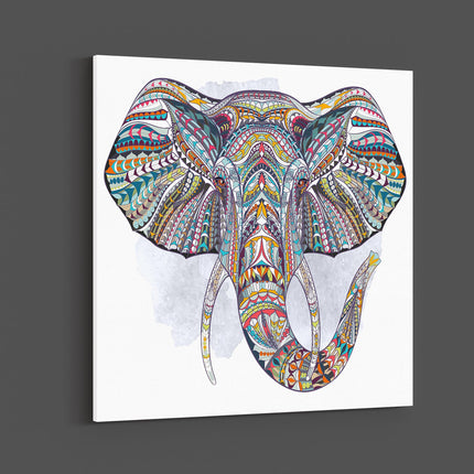 Ethnic patterned head of elephant. Indian, crown canvas picture print