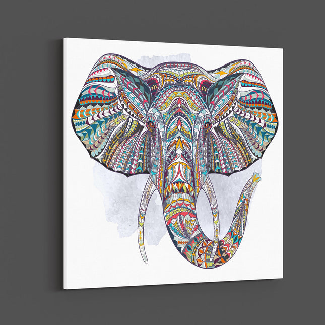 Ethnic patterned head of elephant. Indian, crown canvas picture print