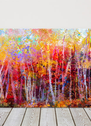 Colourful autumn trees oil painting, canvas picture print landscap colourful