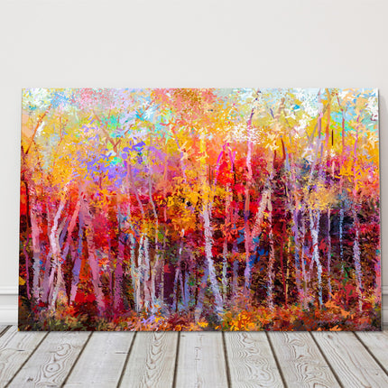 Colourful autumn trees oil painting, canvas picture print landscap colourful