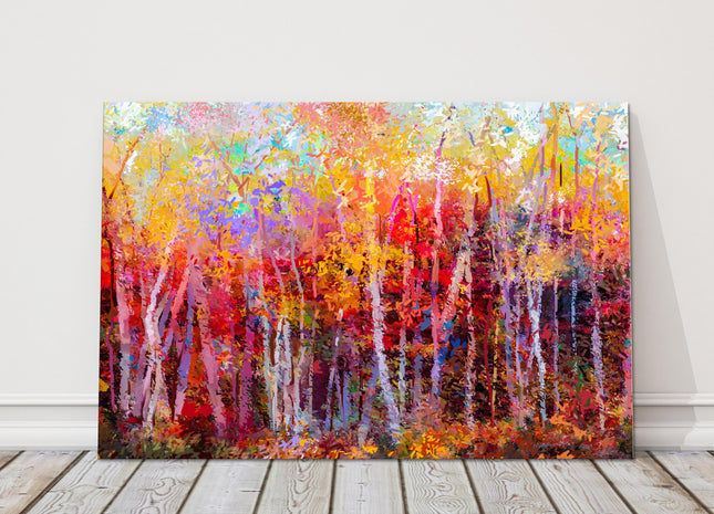 Colourful autumn trees oil painting, canvas picture print landscap colourful