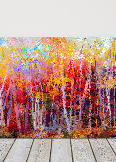 Colourful autumn trees oil painting, canvas picture print landscap colourful