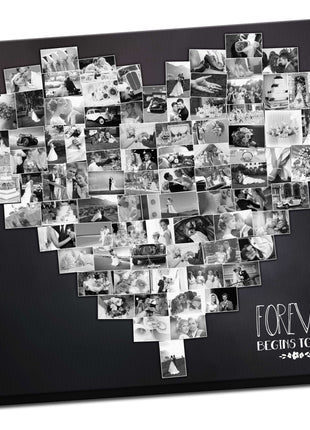 heart shape canvas picture print my photos in a heart with black background