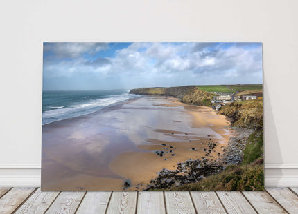 Watergate Bay beach, Cornwall. Canvas Picture Print.