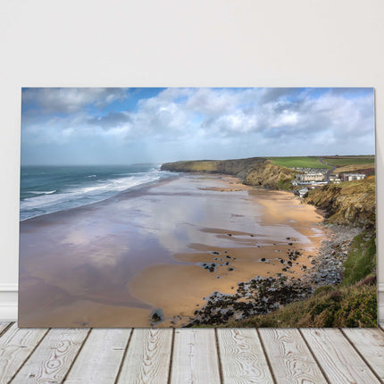 Watergate Bay beach, Cornwall. Canvas Picture Print.