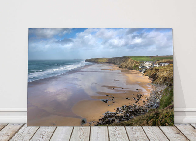 Watergate Bay beach, Cornwall. Canvas Picture Print.