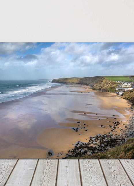 Watergate Bay beach, Cornwall. Canvas Picture Print.