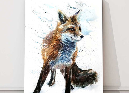 Fox painting watercolour paint splash on a white background canvas picture print