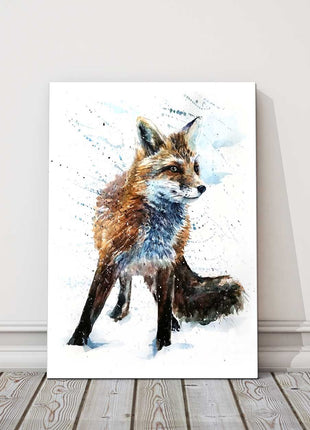 Fox painting watercolour paint splash on a white background canvas picture print