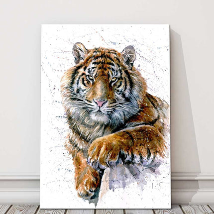 Tiger painting watercolour canvas picutre print wild cat paint splash bengal