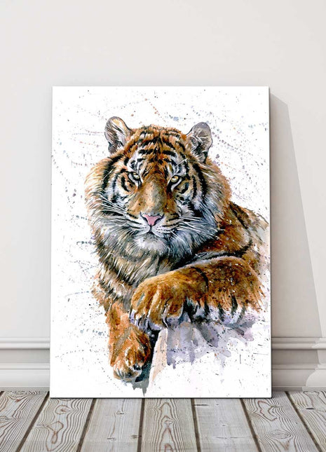 Tiger painting watercolour canvas picutre print wild cat paint splash bengal
