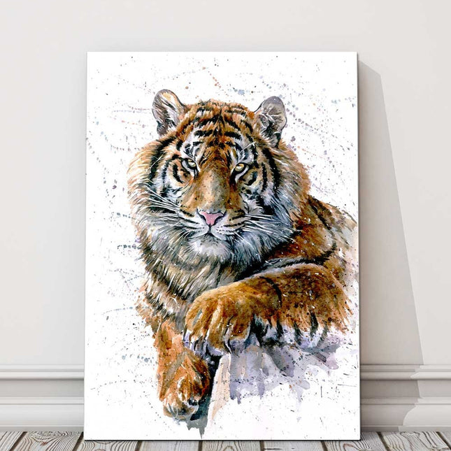 Tiger painting watercolour canvas picutre print wild cat paint splash bengal