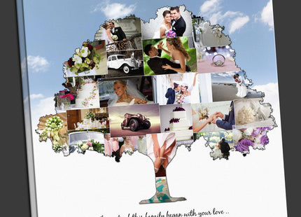 Tree shape collage canvas picture print Family Tree