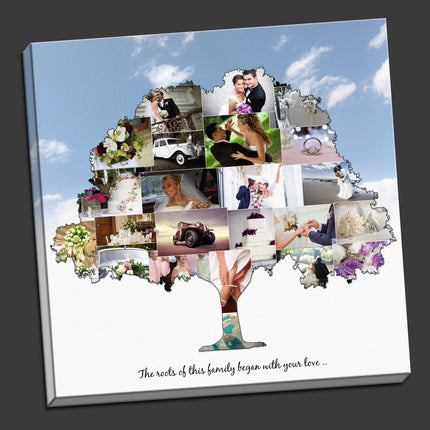 Tree shape collage canvas picture print Family Tree