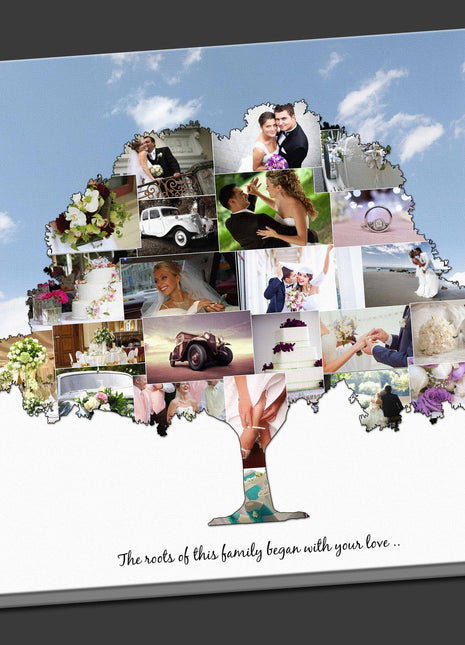 Tree shape collage canvas picture print Family Tree