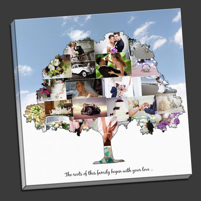 Tree shape collage canvas picture print Family Tree
