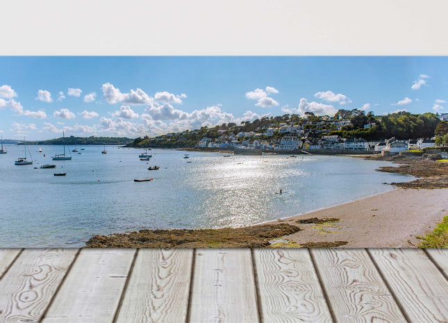 St Mawes South Conwall panoramic canvas picture cornish coast boats beach sun