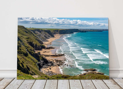 Watergate bay beach, North Cornwall picture canvas print near newquay far end