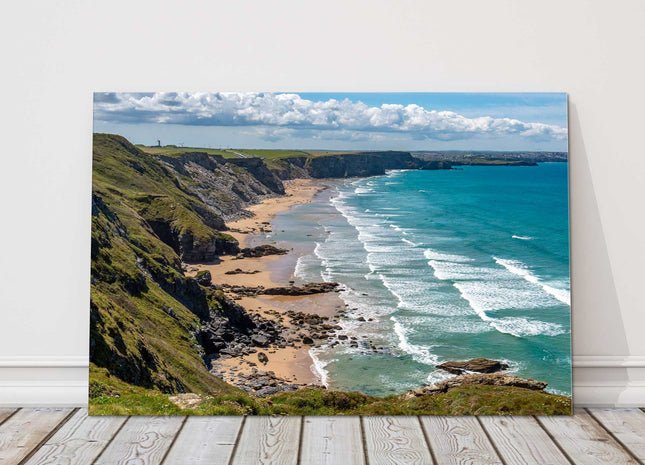 Watergate bay beach, North Cornwall picture canvas print near newquay far end